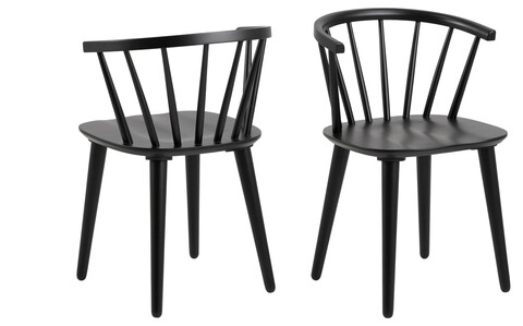 Scaun Ida, Actona, 51.5x51x75 cm, lemn de cauciuc, negru mat