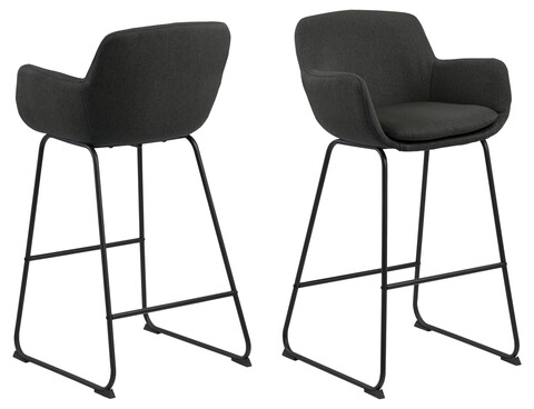 Scaun de bar Lisa, Actona, 52x53x100 cm, poliester/otel, gri inchis