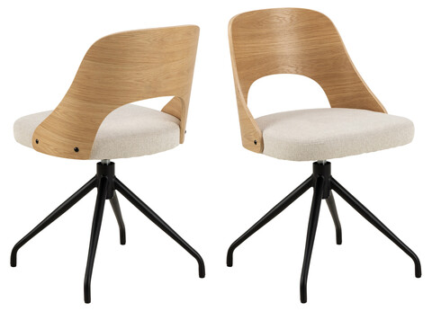 Scaun Lucy, Actona, 48x53x79 cm, rotativ, poliester/otel, bej