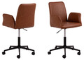 Scaun de birou Naya, Actona, 57x58.5x84 cm, rotativ, piele ecologica/otel, brandy