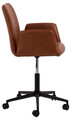 Scaun de birou Naya, Actona, 57x58.5x84 cm, rotativ, piele ecologica/otel, brandy
