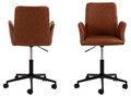 Scaun de birou Naya, Actona, 57x58.5x84 cm, rotativ, piele ecologica/otel, brandy