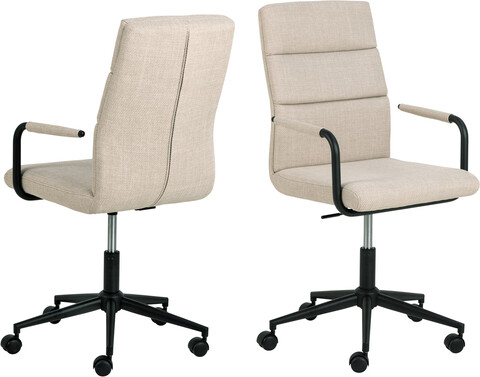 Scaun de birou Nolan, Actona, 52x60x93 cm, rotativ, tesatura structurata/otel, bej