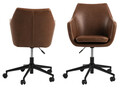 Scaun de birou Nora, Actona, 58x58x91 cm, rotativ, piele ecologica/otel, brandy