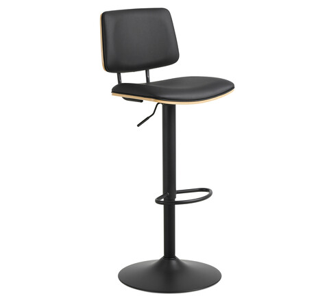 Scaun de bar Owen, Actona, 45.5x50x92.5 cm, rotativ, piele ecologica/otel, negru