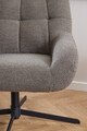 Fotoliu Paris, Actona, 73x76x89 cm, rotativ, tesatura Boucle/otel, grej