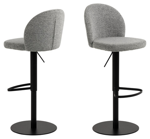 Scaun de bar Patricia, Actona, 44x50x109 cm, rotativ, tesatura Boucle/otel, gri