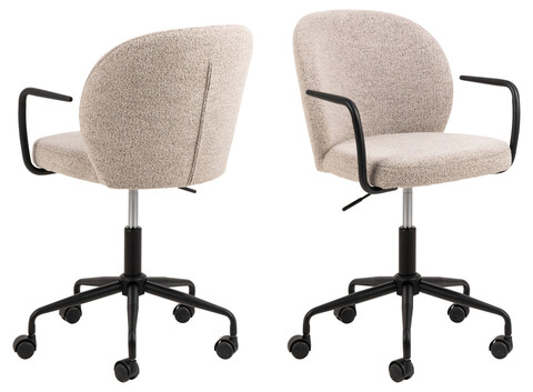 Scaun de birou Patricia, Actona, 59x50x93.5 cm, rotativ, tesatura Boucle/otel, bej