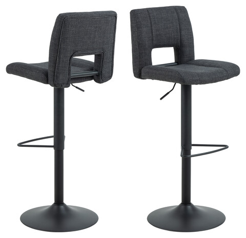 Scaun de bar Sylvia, Actona, 41.5x52x115 cm, rotativ, tesatura structurata/otel, gri inchis