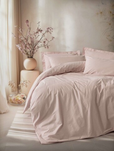 Lenjerie de pat pentru o persoana, L'essentiel Maison, Plain, Bumbac Ranforce, Roz pudra