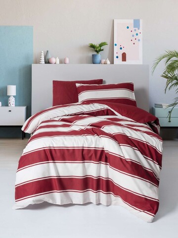Lenjerie de pat pentru o persoana, L'essentiel Maison, Jolly, Bumbac Ranforce, Rosu/Alb