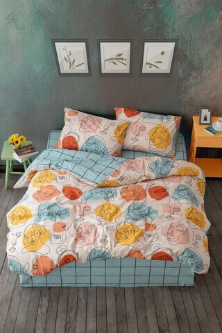 Lenjerie de pat dubla, L'essentiel Maison, Modern, Bumbac Ranforce, Verde menta