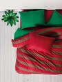 Lenjerie de pat dubla, L'essentiel Maison, Holly, Bumbac Ranforce, Verde/Roșu