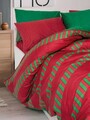 Lenjerie de pat dubla, L'essentiel Maison, Holly, Bumbac Ranforce, Verde/Roșu