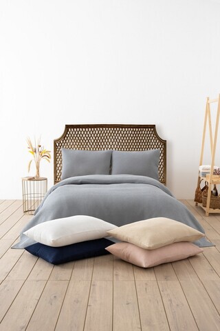 Cuvertura matlasata dubla, L'essentiel Maison, Waffle, 65% bumbac/35% poliester, Gri