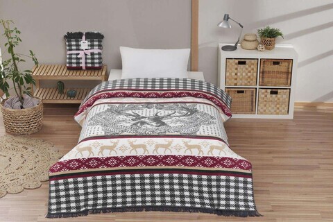 Patura Double, L'essentiel Maison, Adali, 60% bumbac/30% acril/10% poliester, Red / White / Dark Blue