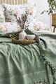 Set cuvertura pique dubla, L'essentiel Maison, Viola, Bumbac, Verde