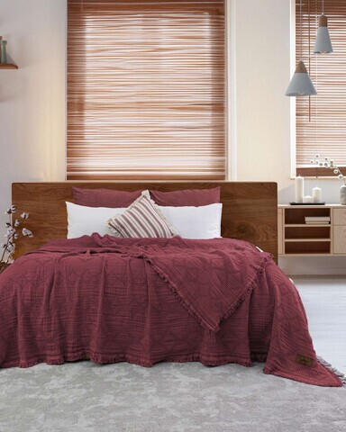Cuvertura matlasata dubla, L'essentiel Maison, Oscar, Bumbac , Rosu