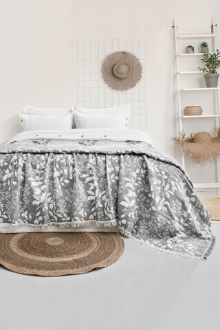 Set cuvertura de pat dubla 3 piese, L'essentiel Maison, Amore, Bumbac , Gri