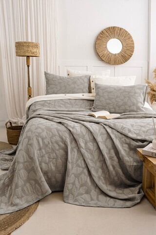 Set cuvertura de pat dubla 3 piese, L'essentiel Maison, Bambi, Bumbac, Bej