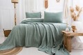 Set cuvertura de pat dubla 3 piese, L'essentiel Maison, Janna, Bumbac, Verde