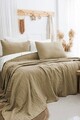 Set cuvertura de pat dubla 3 piese, L'essentiel Maison, Janna, Bumbac, Kaki