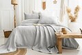 Set cuvertura de pat dubla 3 piese, L'essentiel Maison, Julia, Bumbac, Gri deschis