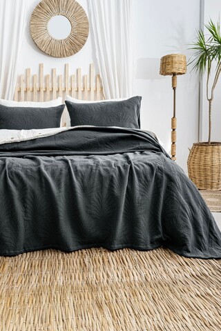 Set cuvertura de pat dubla 3 piese, L'essentiel Maison, Silvia, Bumbac, Antracit