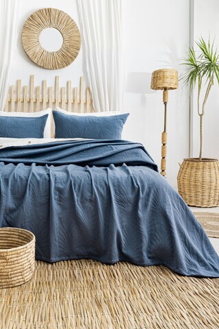 Set cuvertura de pat dubla 3 piese, L'essentiel Maison, Silvia, Bumbac, Indigo