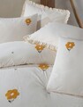 Set cuvertura de pat dubla 3 piese, L'essentiel Maison, Florita, Bumbac, Galben