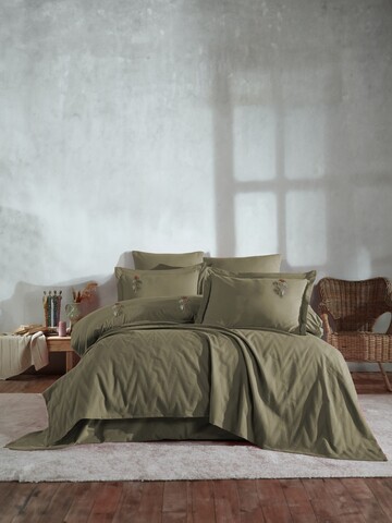 Set cuvertura de pat dubla 3 piese, L'essentiel Maison, Noris, Bumbac, Kaki