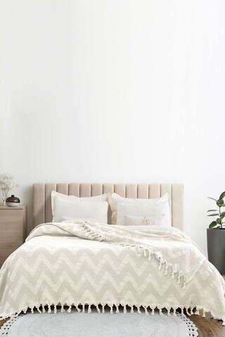 Cuvertura matlasata dubla, L'essentiel Maison, Naomi, Bumbac reciclat, Crem