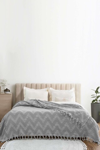 Cuvertura matlasata dubla, L'essentiel Maison, Naomi, Bumbac reciclat, Gri deschis