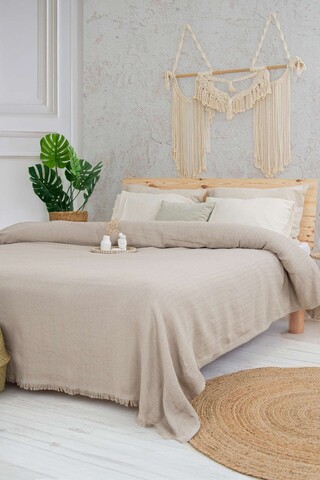 Cuvertura matlasata dubla, L'essentiel Maison, Marla, Bumbac reciclat, Bej