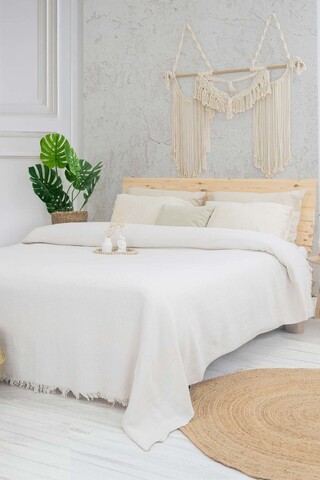 Cuvertura matlasata dubla, L'essentiel Maison, Marla, Bumbac reciclat, Crem