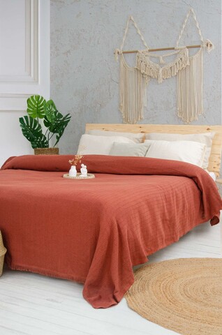 Cuvertura matlasata dubla, L'essentiel Maison, Marla, Bumbac reciclat, Caramiziu