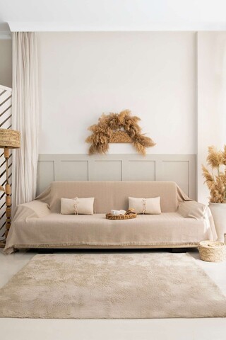 Cuvertura de pat, L'essentiel Maison, Rio, Bumbac reciclat, Bej