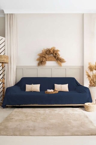 Cuvertura de pat, L'essentiel Maison, Rio, Bumbac reciclat, Albastru inchis