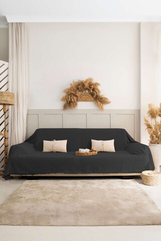 Cuvertura de pat, L'essentiel Maison, Rio, Bumbac reciclat, Fumuriu