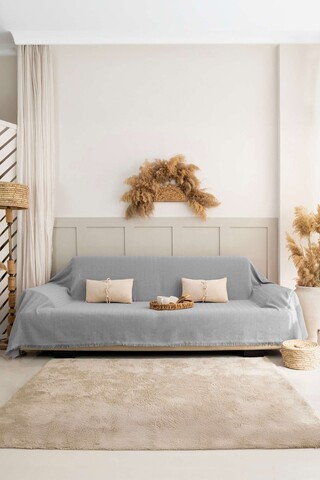 Cuvertura de pat, L'essentiel Maison, Rio, Bumbac reciclat, Gri deschis