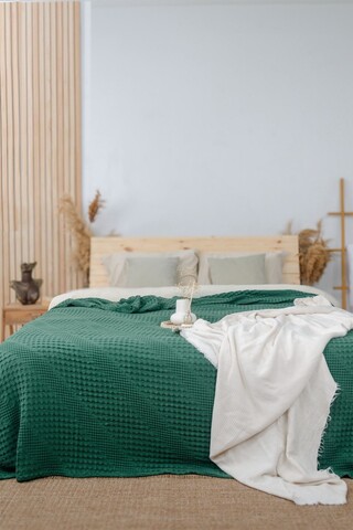 Cuvertura matlasata dubla, L'essentiel Maison, Joanna, Bumbac, Verde inchis