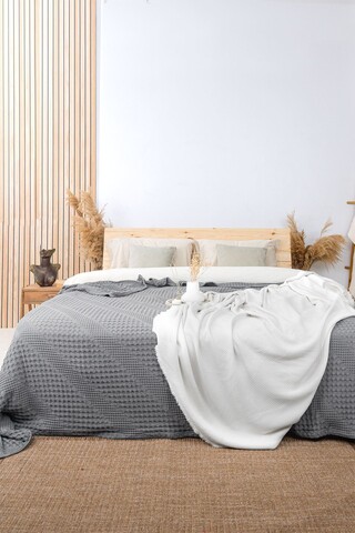 Cuvertura matlasata dubla, L'essentiel Maison, Joanna, Bumbac, Gri