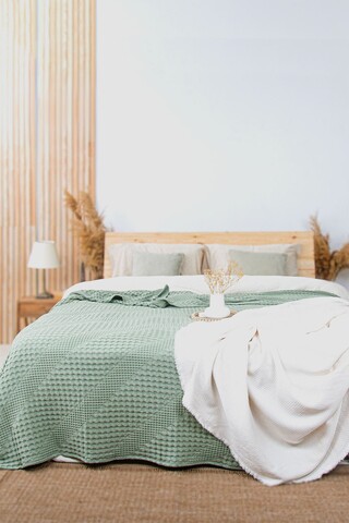 Cuvertură de pat King, L'essentiel Maison, Joanna, Bumbac, Verde deschis
