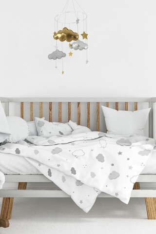 Lenjerie de pat pentru copii, L'essentiel Maison, Bulut, Bumbac Ranforce, Gri