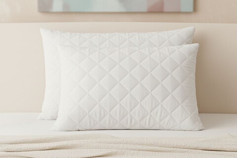 Protectie de perna (2 bucati), L'essentiel Maison, Quilted Lunessa, Bumbac, Alb