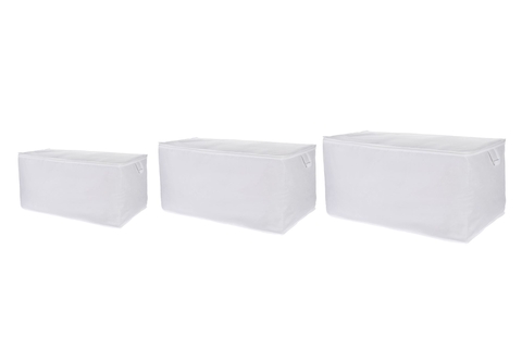 Set 3 cutii depozitare, L'essentiel Maison, Quin Set, Poliester, Alb