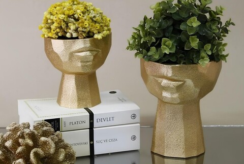 Set de ghivece decorative, CY0451, Poliester, Auriu