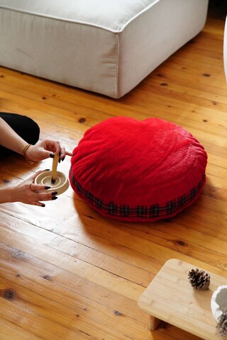 Perna de podea, Pelus, 51x51x18 cm, 75% RECYCLED POLYESTER/15% POLYESTER/10% COTTON, Rosu