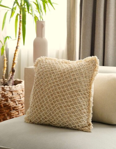 Husa de perna, KET007, 43x43 cm, Amestec bumbac, Bej
