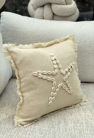 Husa de perna, DEN006, 43x43 cm, 50% BUMBAC/50% SCOICI DE MARE, Bej